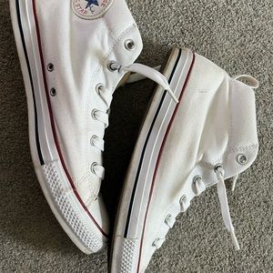 Converse High Top. White with a red and navy blue line. Size 11 Mens